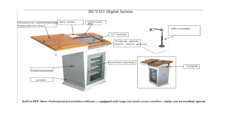 New Design Wooden Aluminium Classroom Use Digital Multi Media Focus Podium Modern Pulpit