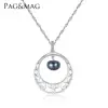 PAG&MAG Delicate Freshwater Pearl Necklace for Women 925 Sterling Silver Pendant Necklace Jewelry