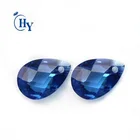Hot sale 7 x 10 mm dark aquamarine pear cut cubic zirconia