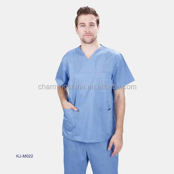 blue colored scrubs