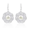 High Quality Fashion Flowers Zircon Imitation Pearl Earrings For Women Wedding Jewelry Wholesale Drop Earrings