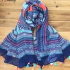 Hot sale ladies print long cotton tribal tassel hijab pashmina scarf