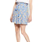 Customizable Blue Floral 100% Rayon Elegant Trendy Mini Women Skirt