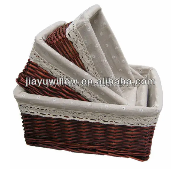 wholesale miniture wicker bread baskets with fabric liner