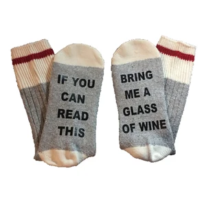 gift custom wholesale socks if you can read bring me some wine