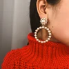 Fashion Simulated Pearl Drop Earrings Elegant Jewelry 2019 Korean Round Circle Large Dangle Earring For Women (KER181)