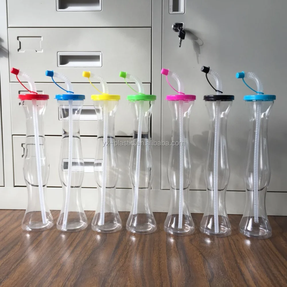 Novelty Plastic Drinking Cup With Bottom For Candy Storage,With Straw