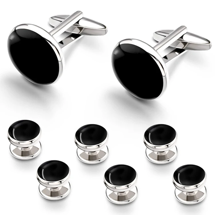 Shirt Jewelry Gifts 8PCS/Set Retro Round Shape Drop Oil Cufflinks Stud Plated Geometric Sleeve Cuff Button, Silver and black cufflinks and studs set
Shirt Jewelry Gifts 8PCS/Set Retro Round Shape Drop Oil Cufflinks Stud Plated Geometric Sleeve Cuff Button, Silver and black cufflinks and studs set