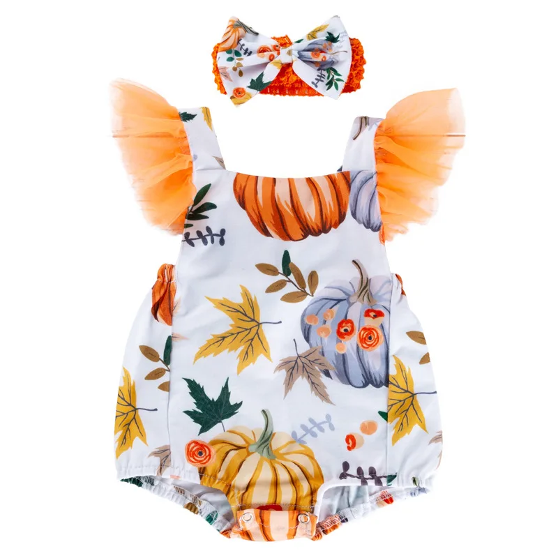 Baby girl Halloween print pumpkin jumpsuit baby fashion flying sleeves backless cross cotton jumpsuit, As picture
Baby girl Halloween print pumpkin jumpsuit baby fashion flying sleeves backless cross cotton jumpsuit, As picture