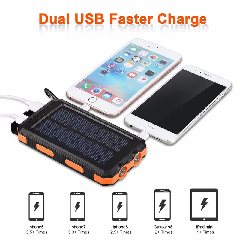 Strong waterproof solar mobile power 20000mah compass mobile phone solar power bank - ANKUX.COM