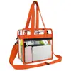 Factory Custom LOGO Orange Transparent PVC Shoulder Handled Bag
