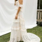 2019 Embroidery Off Wedding Dress Train White Lace Bridal Gown Dress