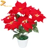 Factory direct sale artificial silk potted flower with seven head pionsettia perfect for elegant decoration