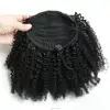 Wholesale long 26inch 28inch 40inch afro kinky curl hair ponytail brazilian human hair drawstring ponytaill for black women