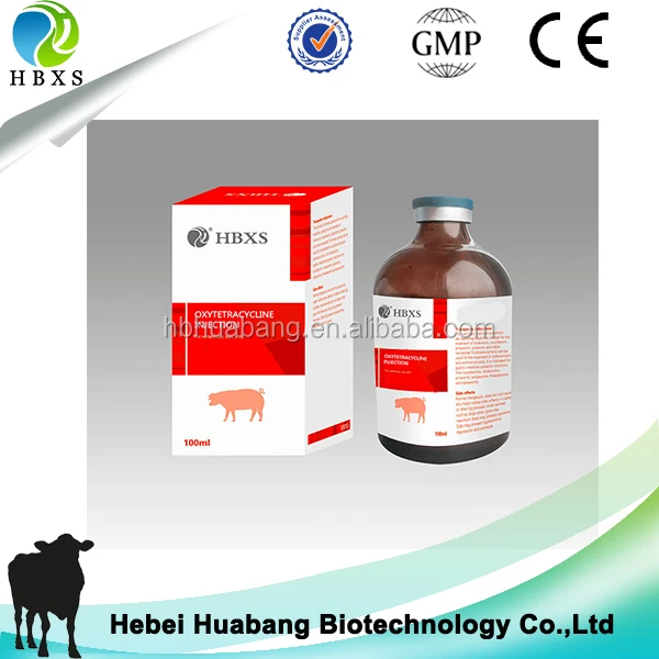Poultry drug made in China;HBXS GMP high quality best price veterinary injectable antibiotic oxytetracycline injection 100ml 5