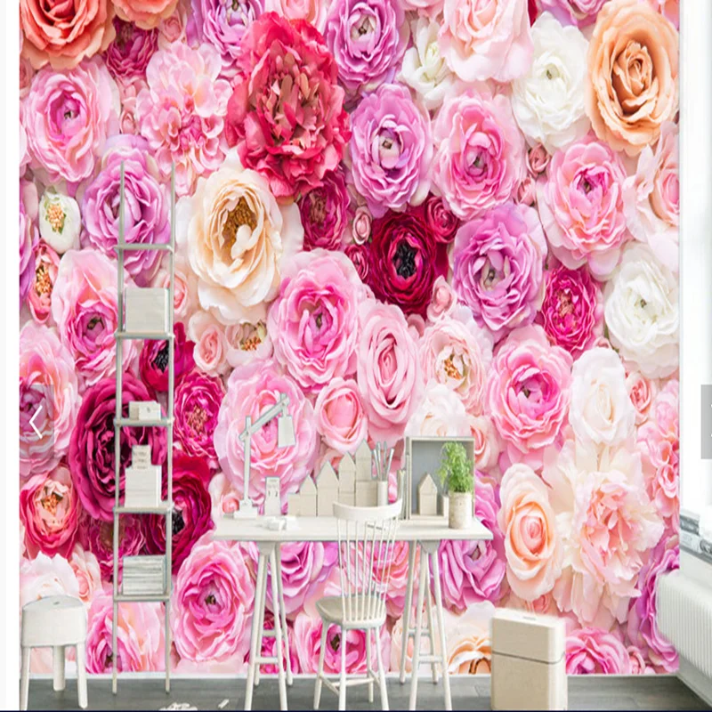 Beautiful Rose Flower Wallpaper Romantic Style Bedroom Sitting Room 3d Wallpaper Wall Murals For Home Decoration Buy Rose Flower 3d