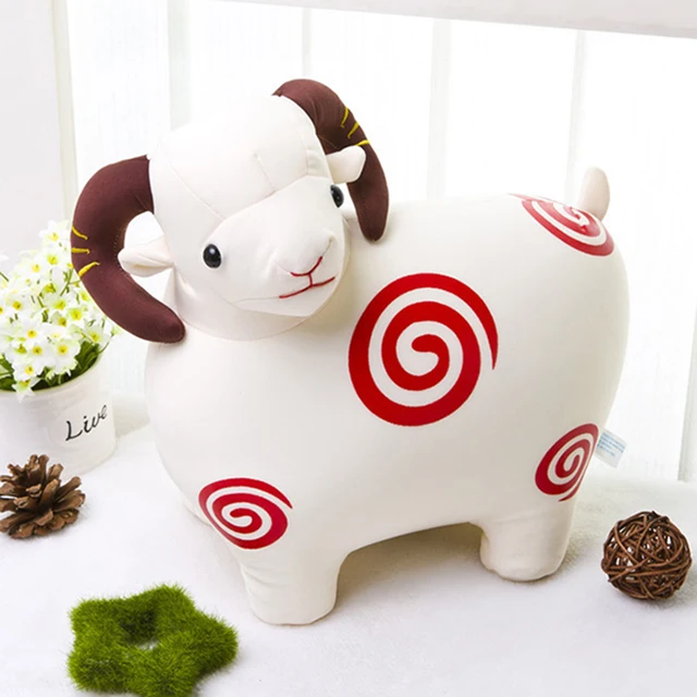 China factory custom plush red sheep round goat plush soft teddy sheep for home and festival decoration
