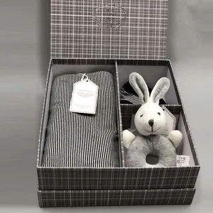 newborn dark blue rabbit baby gift set 100% cotton infant bibs