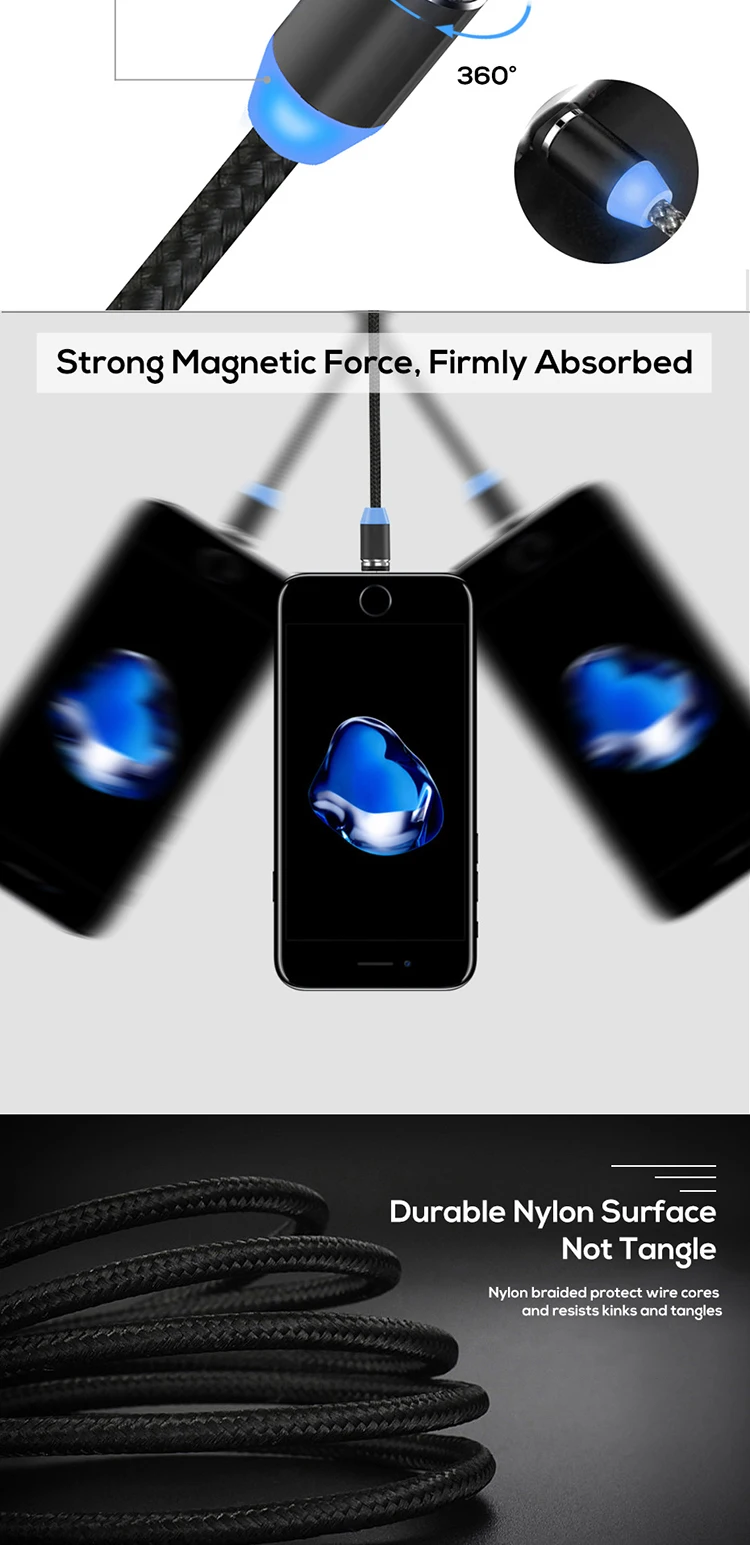 High Quality Nylon round magnetic cable for iphone - ANKUX.COM