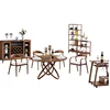 Modern style chinese kitchen solid wood round dining table and chairs set dining room furniture sets