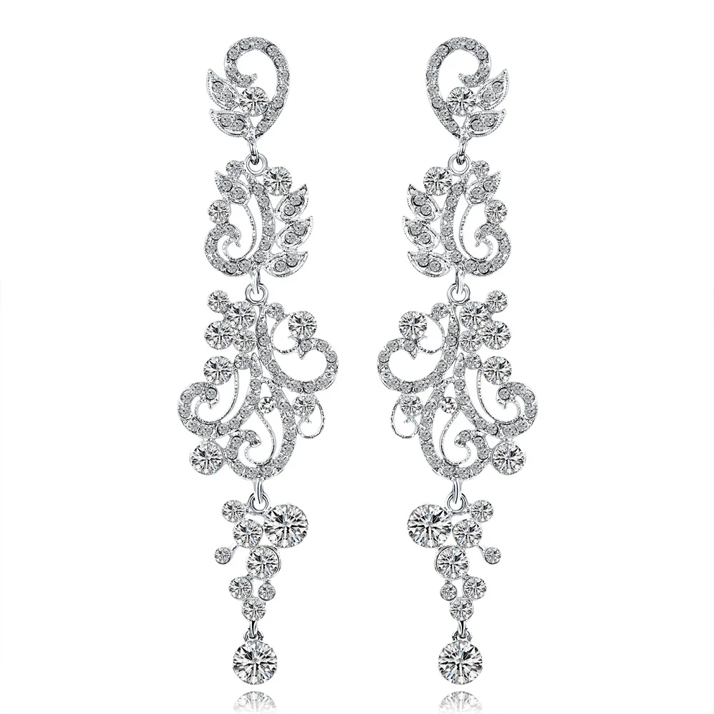 New Crystal Bridal White Gold Filled Engagement Chandelier Earrings Long Size Hollow Flower Crystal Rhinestone Dangle Earrings
New Crystal Bridal White Gold Filled Engagement Chandelier Earrings Long Size Hollow Flower Crystal Rhinestone Dangle Earrings