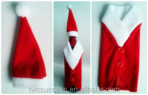 Hot sale red non-woven fabric Christmas wine bottle cover .jpg