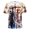 Custom 3d Japanese cartoon comic printing fashion Sword Art Online T-shirt