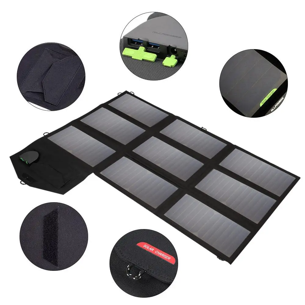 Portable Flexilibity Foldable Solar Panel Charger 18V 60W USB DC Dual Output CellphoneLaptop Solar Chargers.jpg
