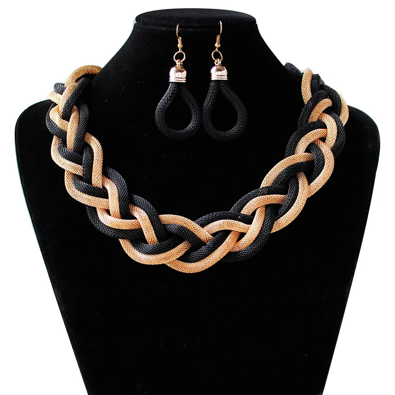 Dubai African Exaggerated Braided Twisted Necklace Earrings Set Vintage Wedding Bridal Statement Jewelry Sets (KJ038), Same as the picture
Dubai African Exaggerated Braided Twisted Necklace Earrings Set Vintage Wedding Bridal Statement Jewelry Sets (KJ038), Same as the picture