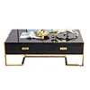 Row Square Marble Top Coffee Table in Gold