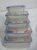 Factory direct plastic square fresh keeping lunch box set of five, food takeaway container