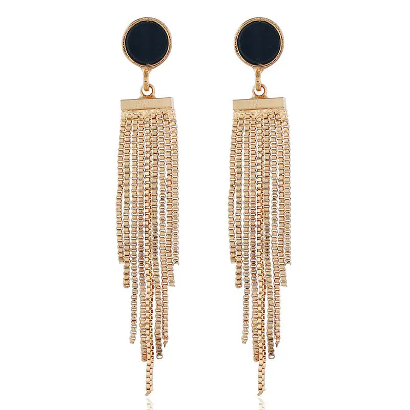 Wholesale Round Acrylic Stone Gold Plated Jewelry Statement Long Metal Tassel Fringe Earrings For Women Girls Party, As picture
Wholesale Round Acrylic Stone Gold Plated Jewelry Statement Long Metal Tassel Fringe Earrings For Women Girls Party, As picture