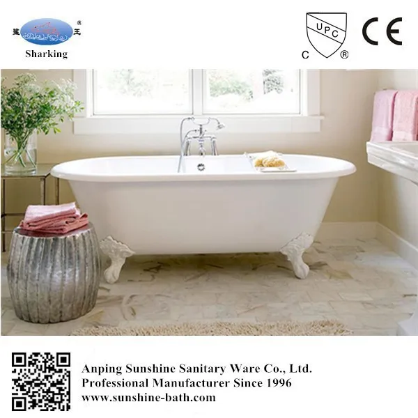 Enamel Freestanding Bath Tub,Iron Red Double Ended Antique Cast Iron