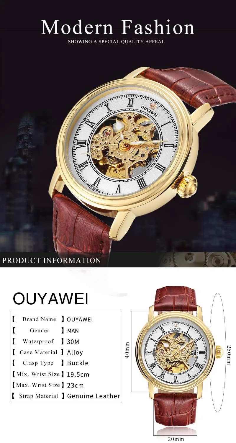 Fashionable Automatic Mechanical Analog Description Of Wrist Watch