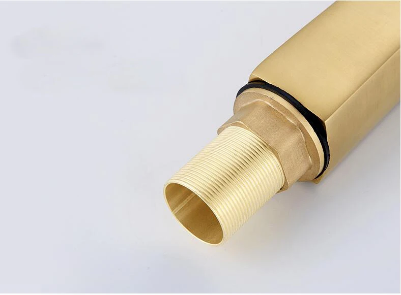 Single Lever Basin Mixer Brushed Gold Hot And Cold Water Bathroom Faucet Basin