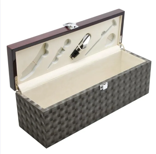 luxury wooden gift wine single bottle box with lock