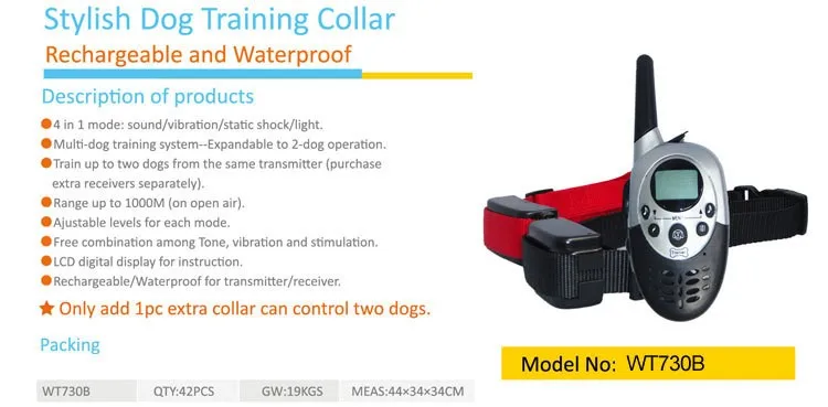 WELLTURN 300m/330 Yard Static Shock Vibrating Peted Dog Training Shock Collar Electronic Dog Beeper Shock Collar