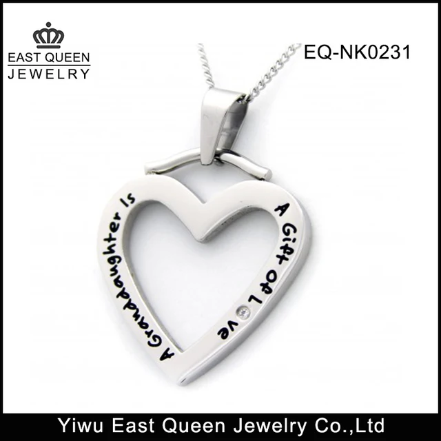 a granddaughter is a gift of love heart pendant with cz