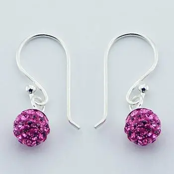 Tiny Silver Czech Crystal Dangle Earrings Delightful Pink Sparkle