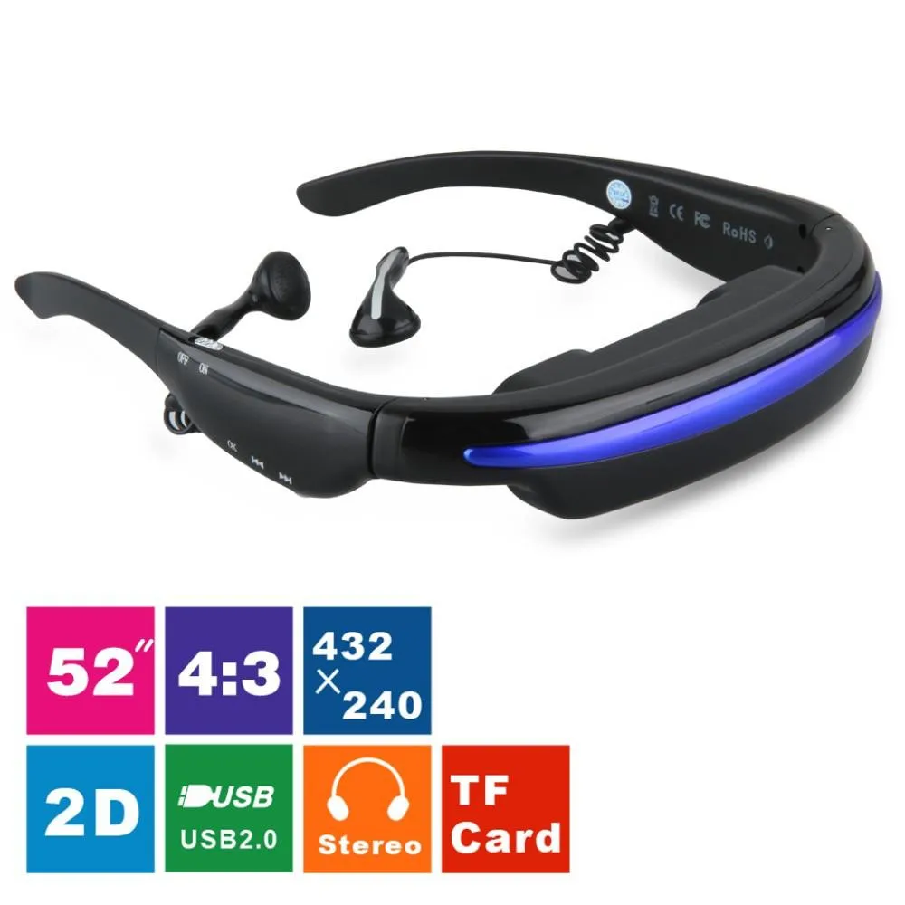 Personal Theater 52" Virtual Screen Video Glasses Goggles Carryhome