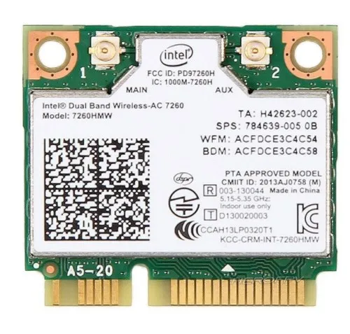 Wireless Adapter Card for Intel Dual Band 7260 7260HMW AC MINI PCI-E 2.4G/5G bluetooth 4.0 for Samsung/Dell/ACER/ASUS
Wireless Adapter Card for Intel Dual Band 7260 7260HMW AC MINI PCI-E 2.4G/5G bluetooth 4.0 for Samsung/Dell/ACER/ASUS