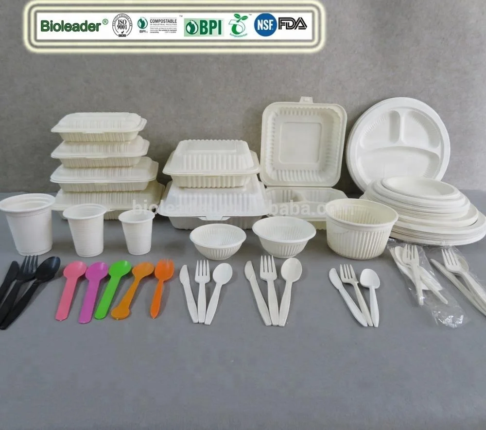 100% Biodegradable Compostable Disposable Corn Starch Cornstarch Tableware