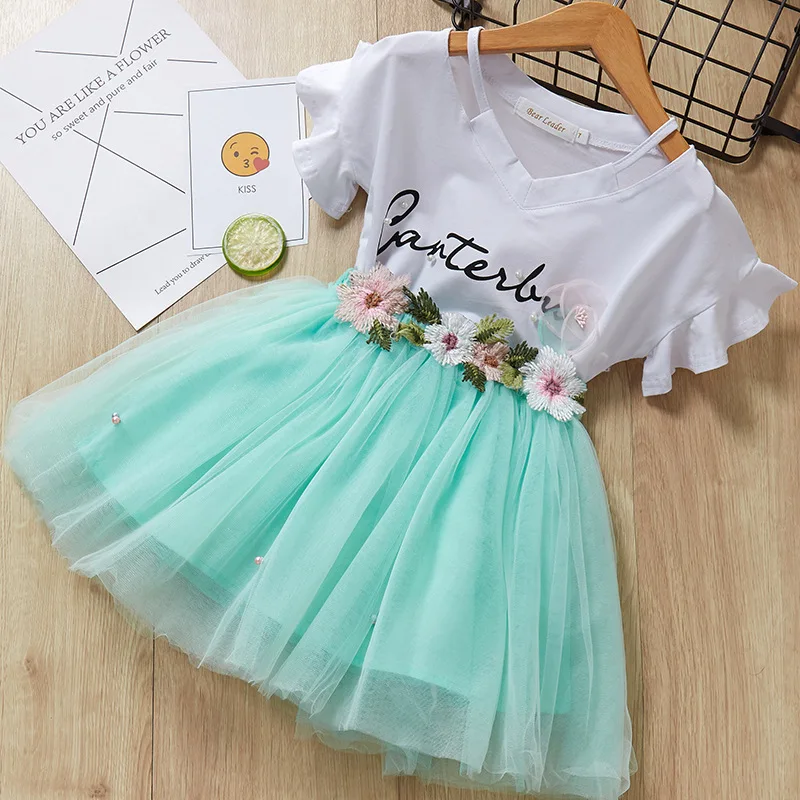 Korean style Girl Flower Fairy suit cotton two pieces suit Summer girl T shirt and cute skirt for 6 years old, Pink;green 
Korean style Girl Flower Fairy suit cotton two pieces suit Summer girl T shirt and cute skirt for 6 years old, Pink;green