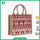 Customized durable logo print jute grocery tote bag/silkscreen print jute shopping bag/hemp tote bag