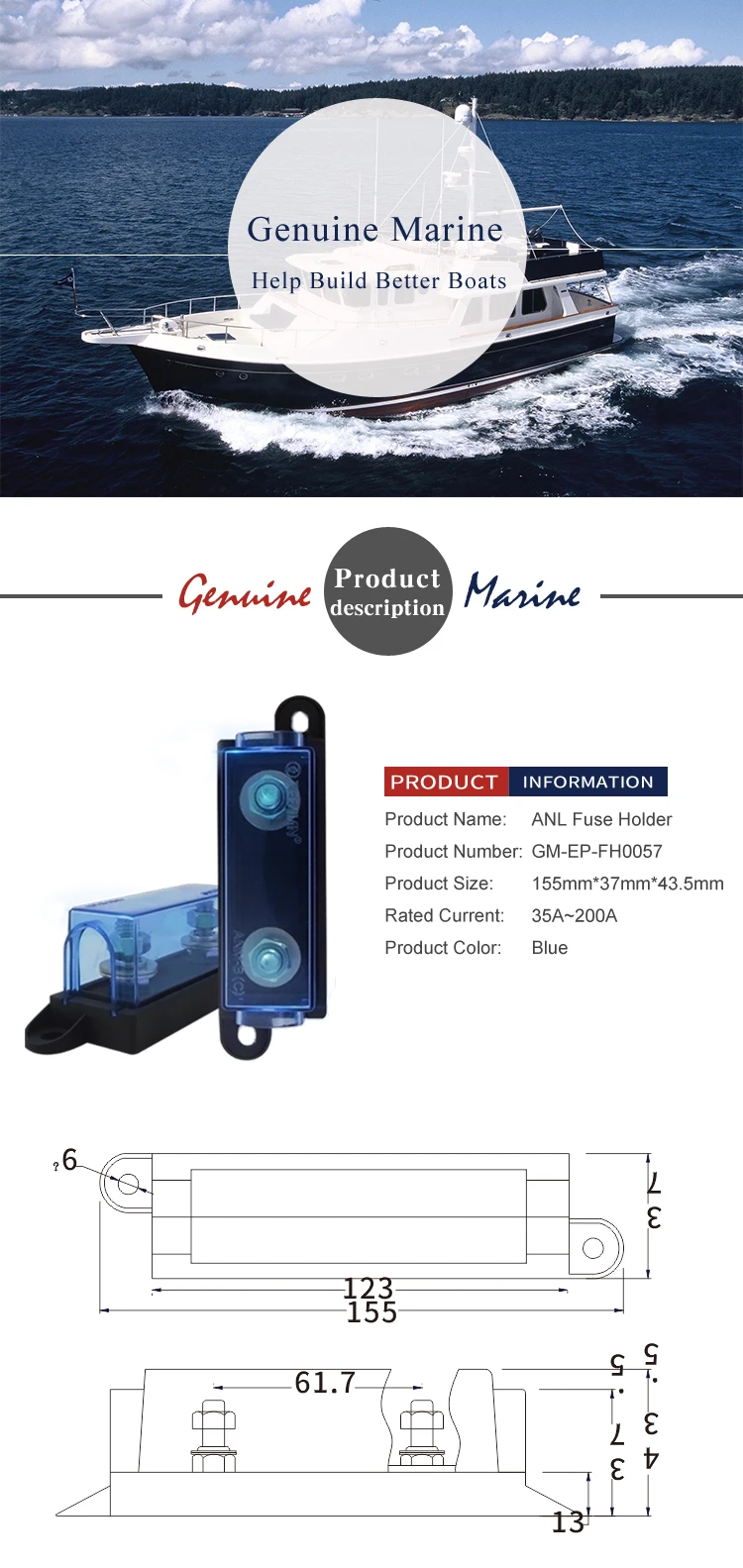 Genuine marine anl car audio solar boat fuse holder miniatc box rv fuse holder