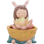 Roogo resin garden cartoon girl cheap flower pots