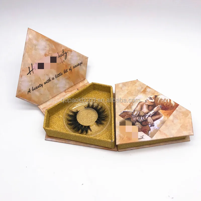 3d fluffy mink lashes diamond eyelash box marble lash packaging