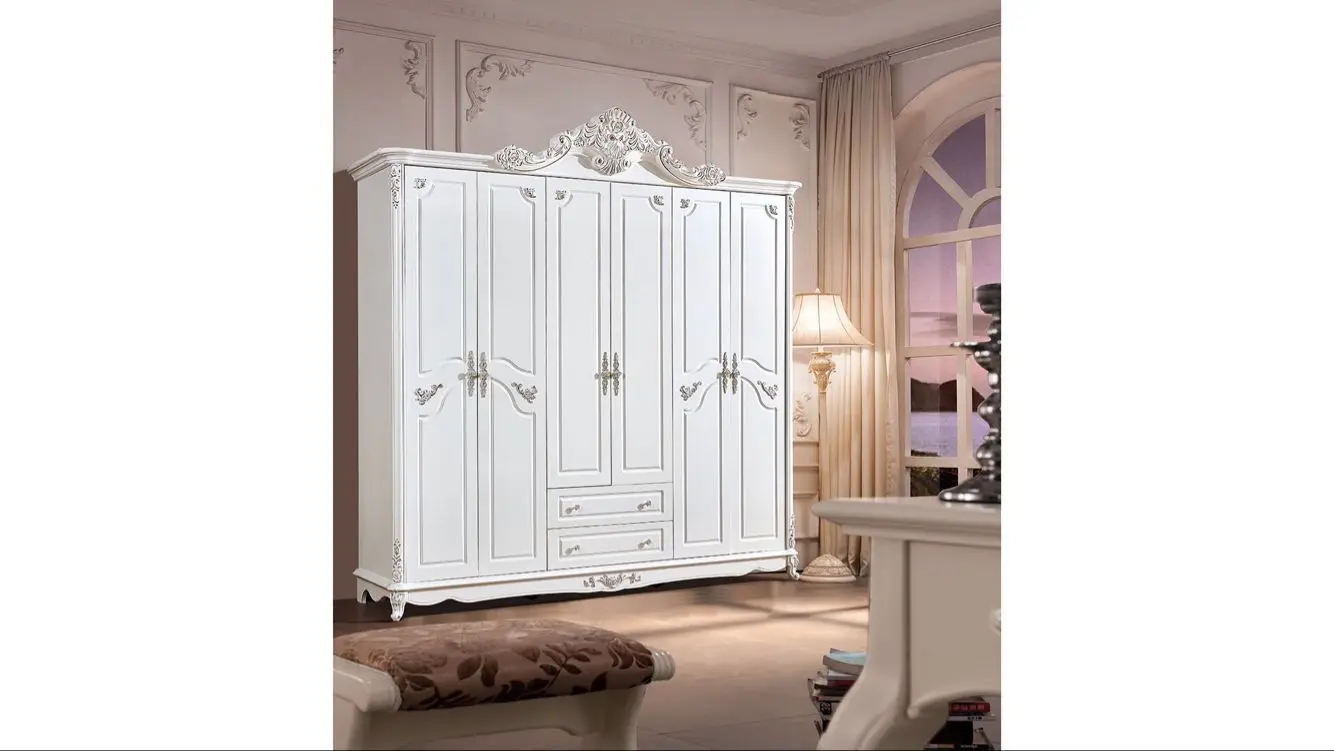 Wholesale Cloth 6 Door Wardrobes Antique Solid Wood With Mdf