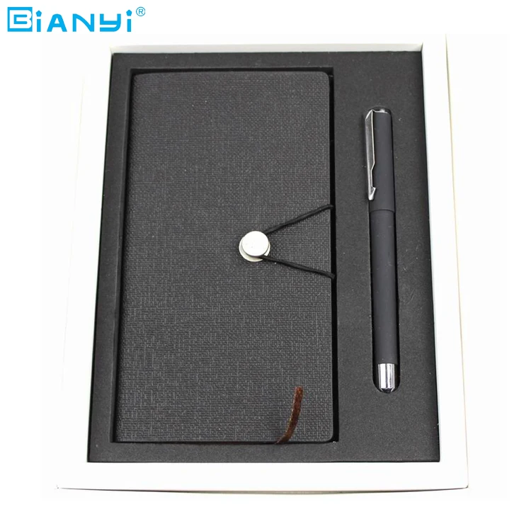 2019 luxury leather notebook and pen gift set for
