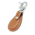 High-end custom l brown leather key chain metal key chain leather key chain laser embossing logo keychain